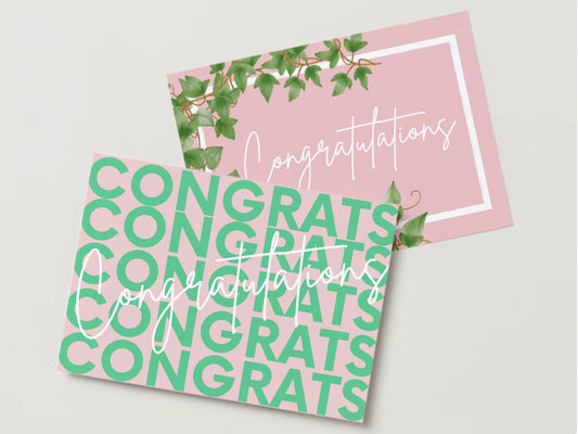 Pink and Green Congrats Notecards - 5 pack