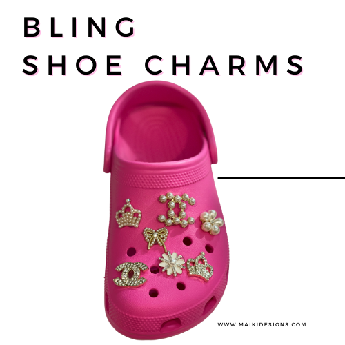 Bling Shoe Charms Pearl Bar with Chain