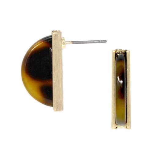 Half Disc Stud Earrings