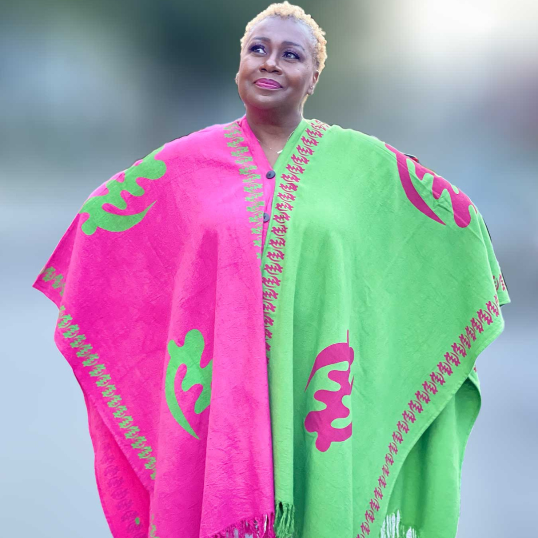 Pink and Green Convertible Poncho