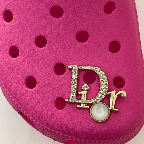Designer Shoe Charms LV Lock (Pink Rhinestones)