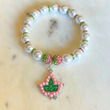 Pink Ivy Crest Pearl Bracelet