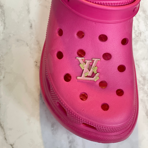 Designer Shoe Charms LV Pink Rhinestone