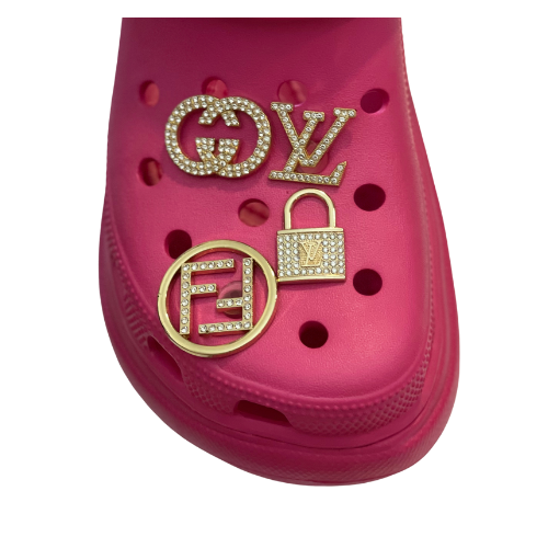 Designer Shoe Charms LV Pink Rhinestone