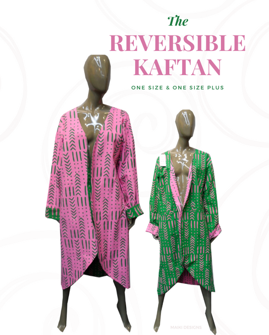 Pink and Green Reversible Kaftan